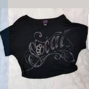 SO CAL No Fear Womens Crop Top Lace Heart Open Bac